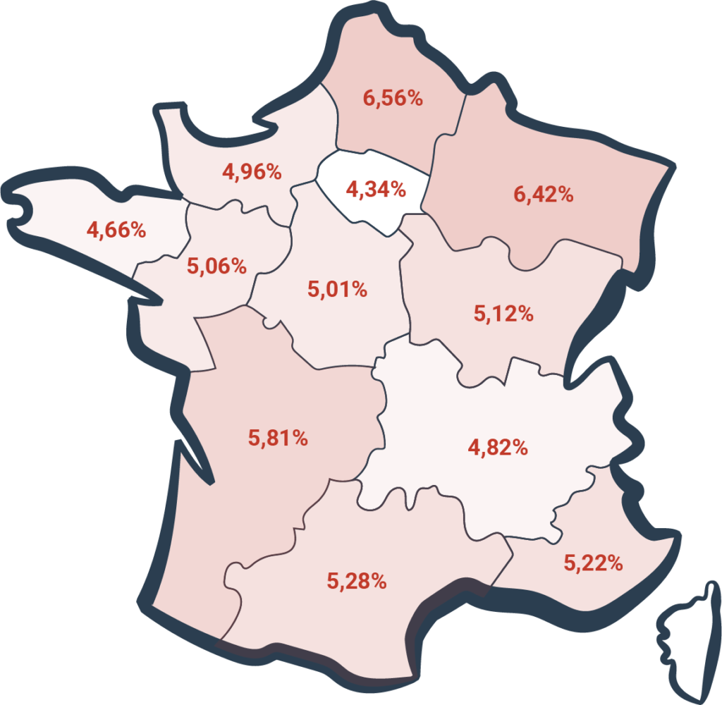 Les chiffres de l'absentéisme en France, en 2024, par région